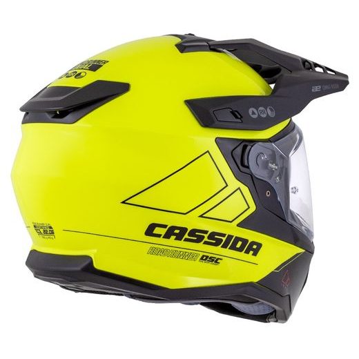 Motocross Helmet CASSIDA ROAD RUNNER DUAL yellow fluo/ black/ black matt peak XL