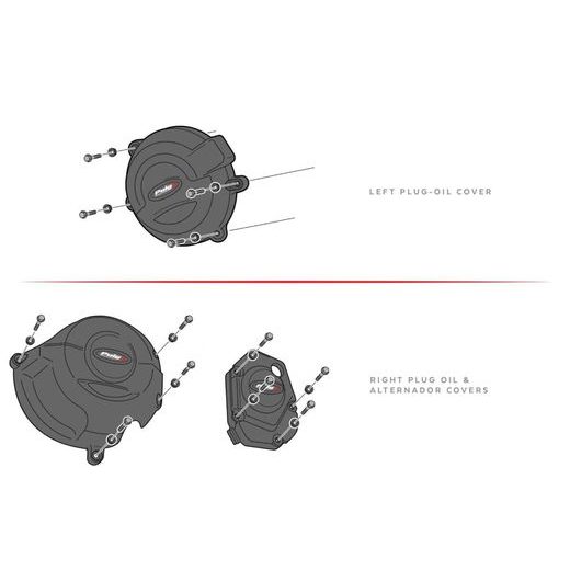 Engine protective covers PUIG 21877N črna included 2 oil plugs