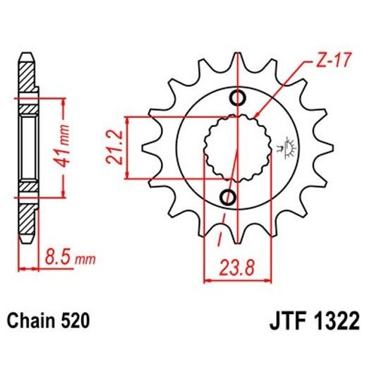 Sprednji verižnik JT JTF 1322-14 14T, 520