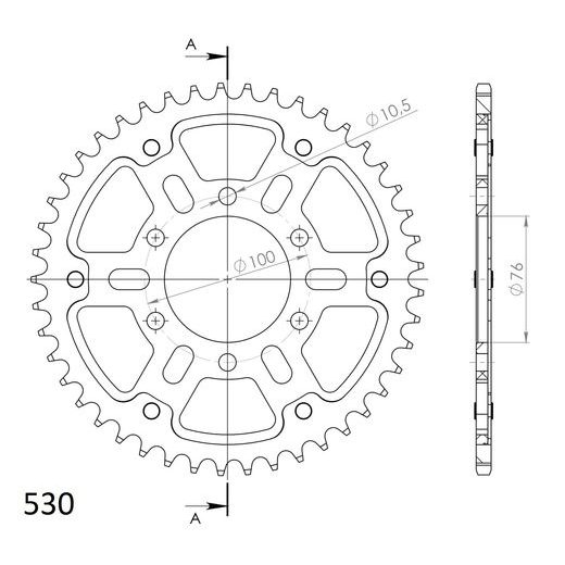 Rear sprocket SUPERSPROX STEALTH RST-816:48-GLD zlata 48T, 530