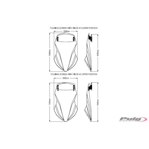 Windscreen PUIG TOURING WITH VISOR 20753H smoke