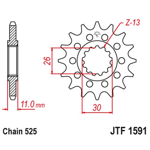 Sprednji verižnik JT JTF 1591-15 15T, 525