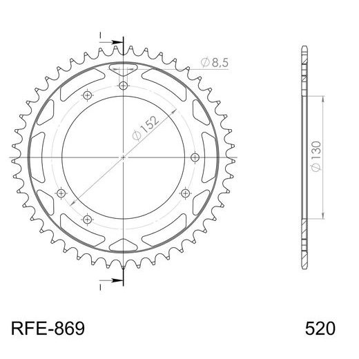 Zadnji verižnik (zobnik) SUPERSPROX RFE-869:45-BLK črna 45T, 520