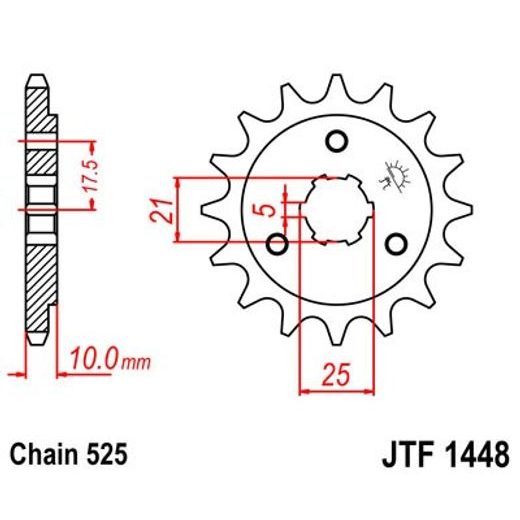 Sprednji verižnik JT JTF 1448-13 13T, 525