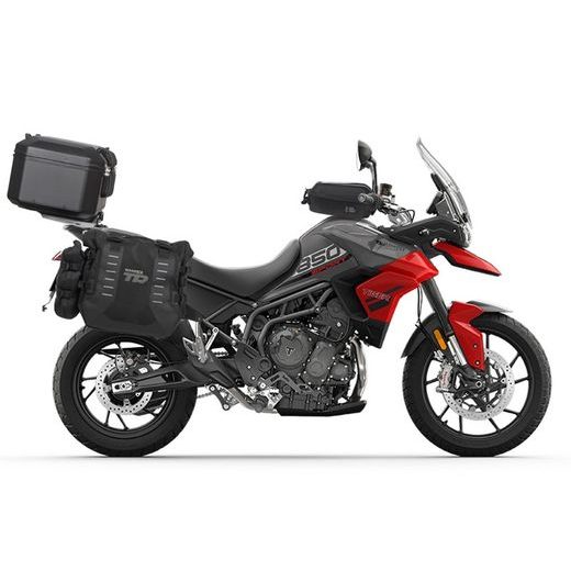 Complete set of SHAD TERRA TR40 adventure saddlebags and SHAD TERRA BLACK aluminium 48L topcase, including mounting kit SHAD TRIUMPH Tiger 900