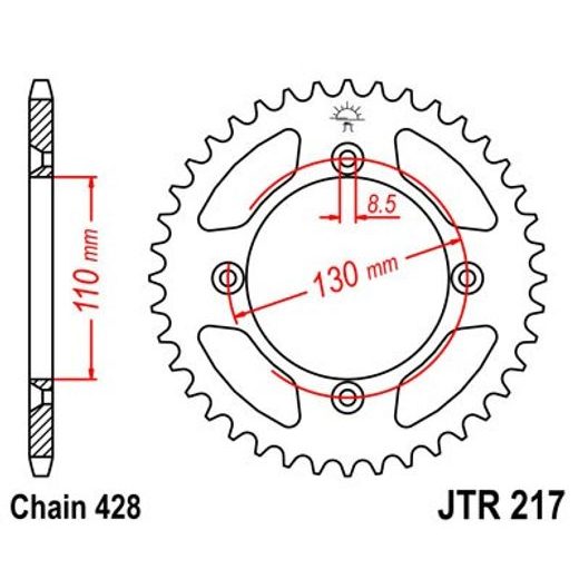 Zadnji verižnik (zobnik) JT JTR 217-49 49T, 428