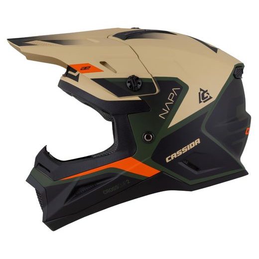 Motocross Helmet CASSIDA CROSS CUP 2 NAPA JUNIOR sand/green/orange/black matt M