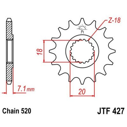 Sprednji verižnik JT JTF 427-14 14T, 520