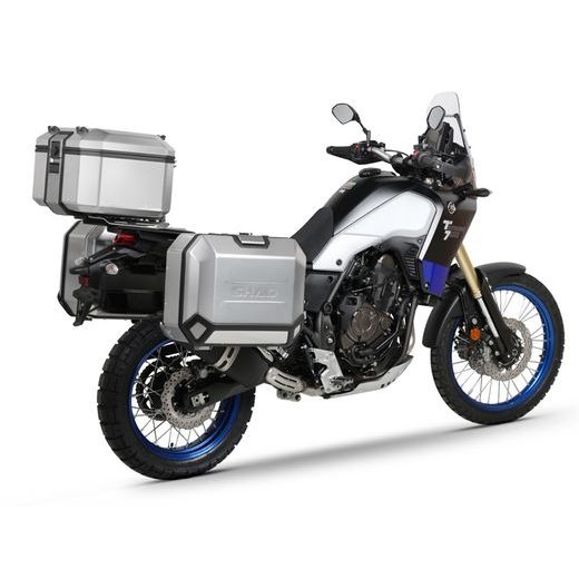 Complete set of aluminum cases SHAD TERRA, 55L topcase + 36L / 47L side cases, including mounting kit and plate SHAD YAMAHA Tenere 700 XTZ690