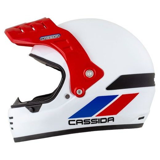 Motocross Helmet CASSIDA FORMX FLATOUT white/ blue/ red/ red peak 2XL