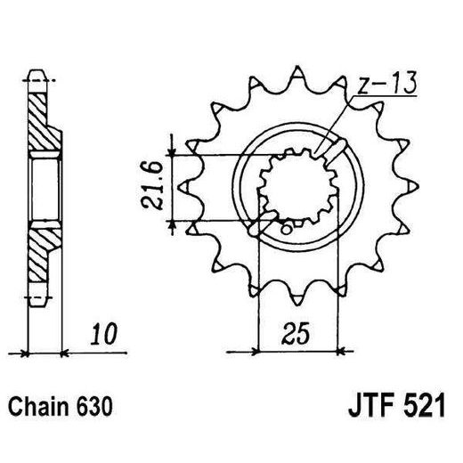 Sprednji verižnik JT JTF 521-15 15T, 630