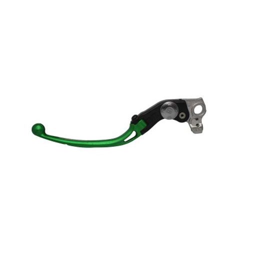 Adjustable folding lever ACCOSSATO LV010 in aluminium for original clutch master cylinders zelena
