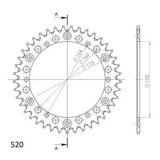 Aluminijasti zadnji verižnik (zobnik) SUPERSPROX RAL-853:41-BLU moder 41T, 520