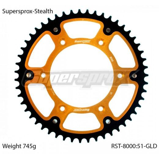 Zadnji verižnik (zobnik) SUPERSPROX STEALTH RST-8000:51-GLD zlata 51T, 520
