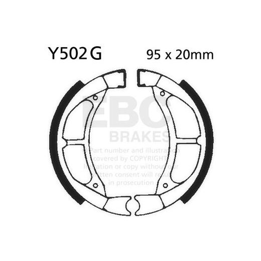Brake shoe set EBC Y502G grooved includings springs