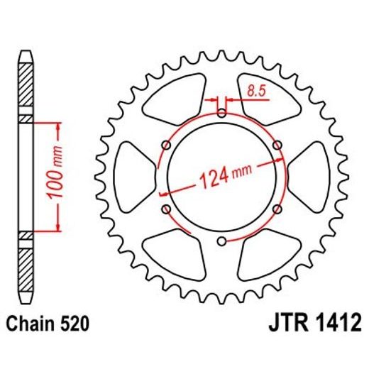 Zadnji verižnik (zobnik) JT JTR 1412-37 37T, 520