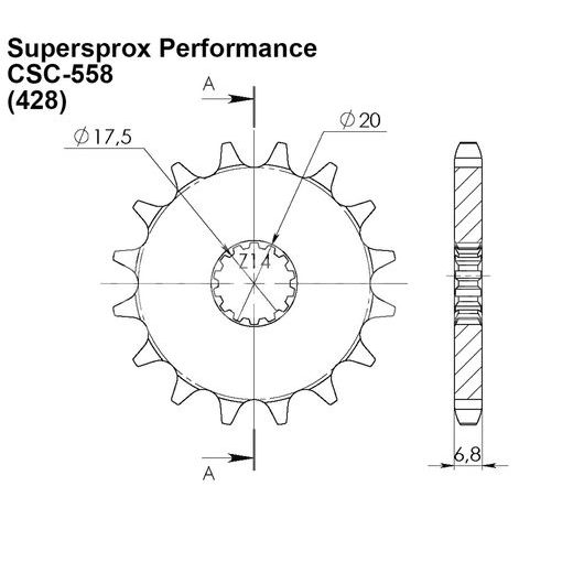 Sprednji verižnik SUPERSPROX CSC-558:16.5 16T, 428