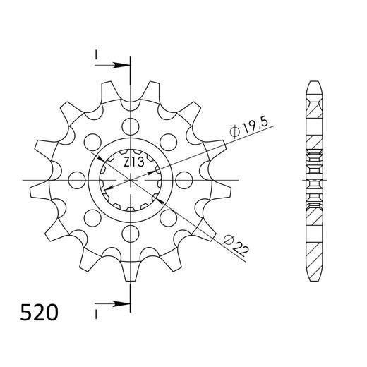Sprednji verižnik SUPERSPROX CST-1439:13 13T, 520