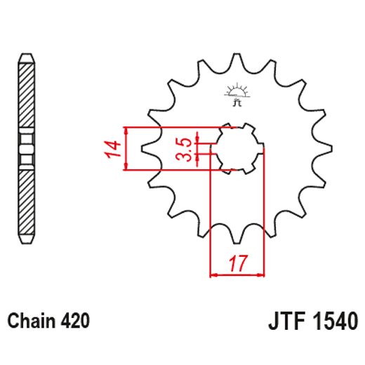 Sprednji verižnik JT JTF 1540-14 14T, 420