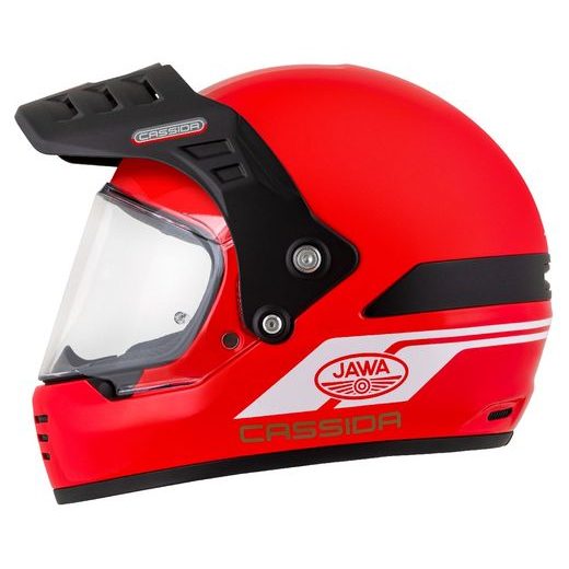 Motocross Helmet CASSIDA FORMX JAWA ROTAX red/ white/ gold/ black matt peak XS
