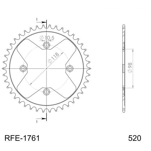 Zadnji verižnik (zobnik) SUPERSPROX RFE-1761:42-BLK črna 42T, 520