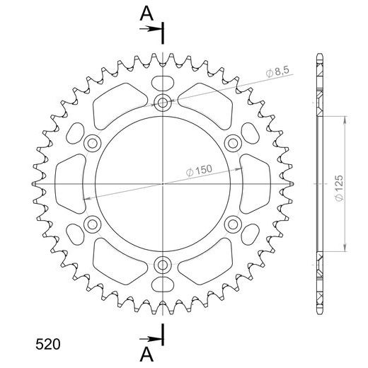 Rear ALU sprocket SUPERSPROX RAL-990:46-ORG oranžna 46T, 520