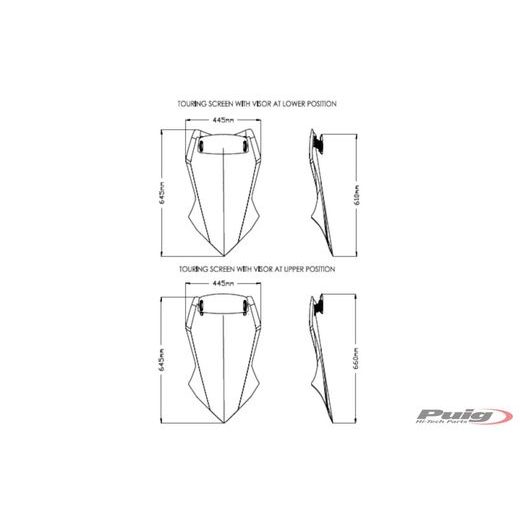 Windscreen PUIG TOURING WITH VISOR 3755H smoke