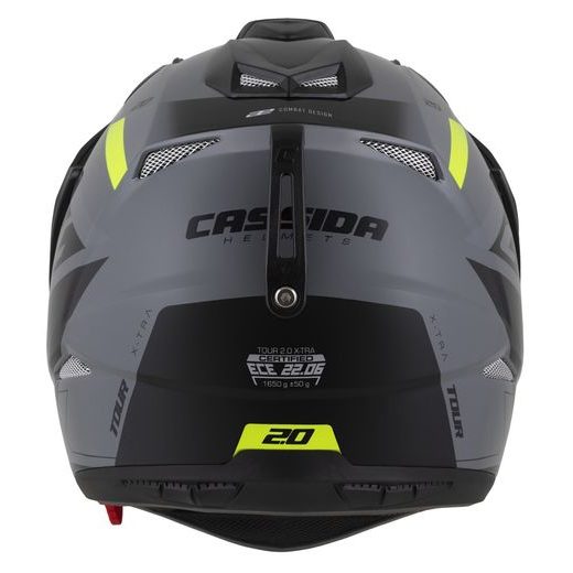 Motocross Helmet CASSIDA TOUR 2.0 X-TRA gray/yellow fluo/black/black matt peak XS