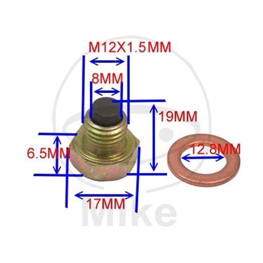 Magnetic oil drain plug JMP M12X1.50 with washer