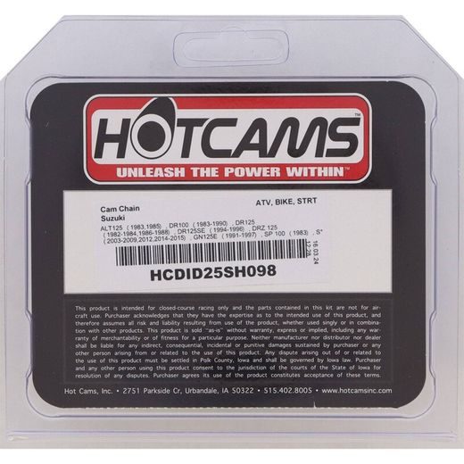 Camshaft chain roller kit HOT CAMS HCDID25SH098