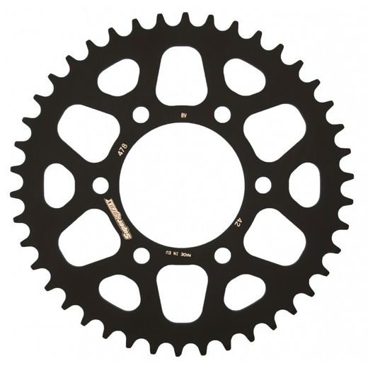 Aluminijasti zadnji verižnik (zobnik) SUPERSPROX RAL-478:42-BLK črna 42T, 520