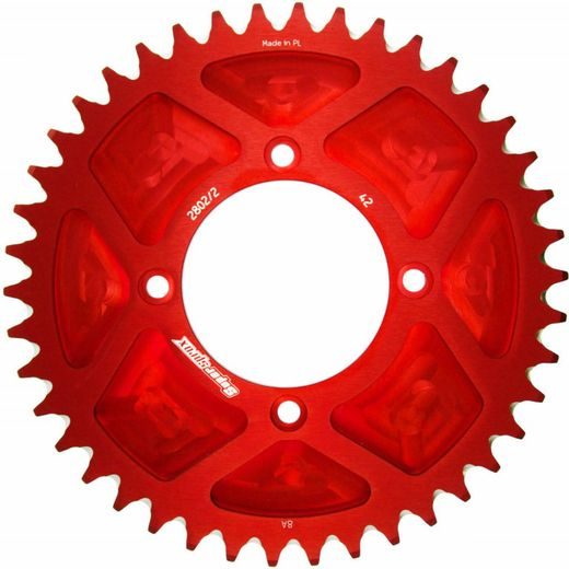 Aluminijasti zadnji verižnik (zobnik) SUPERSPROX RAL-2802/2:42-RED rdeč 42T, 520