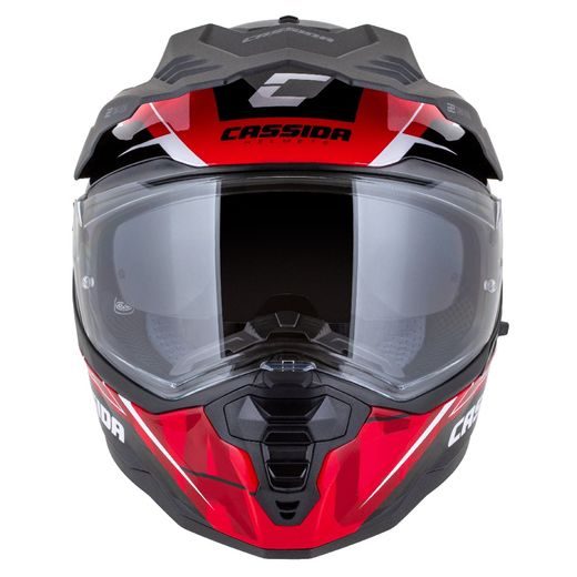 Motocross Helmet CASSIDA ROAD RUNNER TechniX red/ black/ white/ grey/ black matt peak M