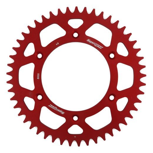 Aluminijasti zadnji verižnik (zobnik) SUPERSPROX RAL-8000:49-RED rdeč 49T, 520