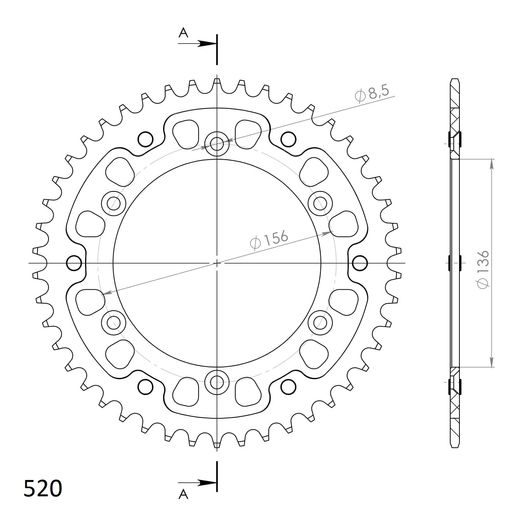 Rear sprocket SUPERSPROX STEALTH RST-1512:46-GLD zlata 46T, 520