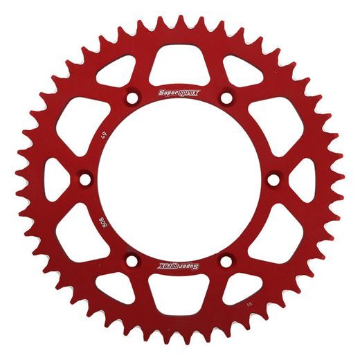 Aluminijasti zadnji verižnik (zobnik) SUPERSPROX RAL-808:49-RED rdeč 49T, 520