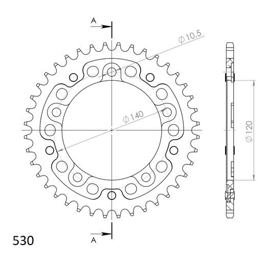 Zadnji verižnik (zobnik) SUPERSPROX STEALTH RST-1800:40-GLD zlata 40T, 530