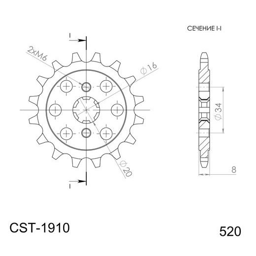 Sprednji verižnik SUPERSPROX CST-1910:14 14T, 520