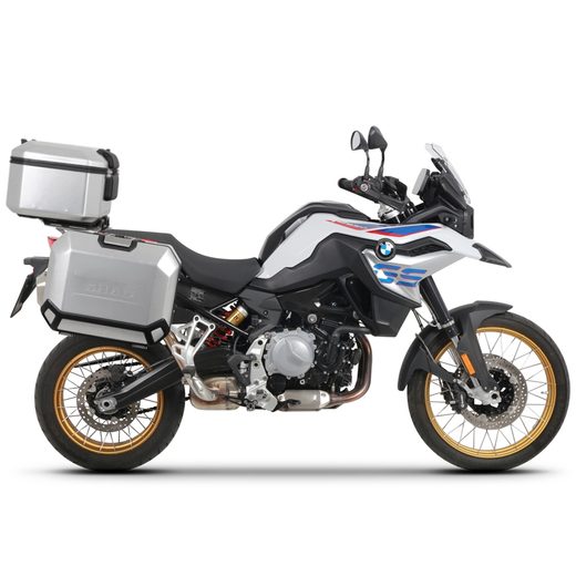 Komplet aluminijastih kovčkov z nosilci in ploščo SHAD TERRA, 48L zadnji kovček in 47L stranski kovčki SHAD BMW F750 GS / F850 GS