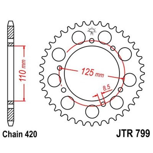 Zadnji verižnik (zobnik) JT JTR 799-50 50T, 420