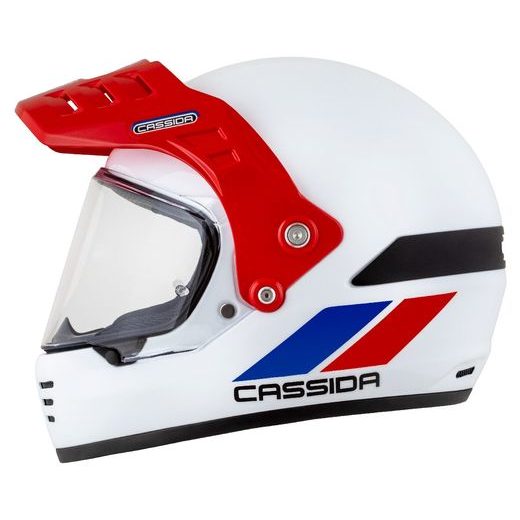 Motocross Helmet CASSIDA FORMX FLATOUT white/ blue/ red/ red peak 2XL