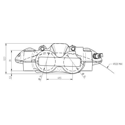 Radial brake caliper ACCOSSATO PZ004 forged monoblock 108 mm distance with pistons in aluminium