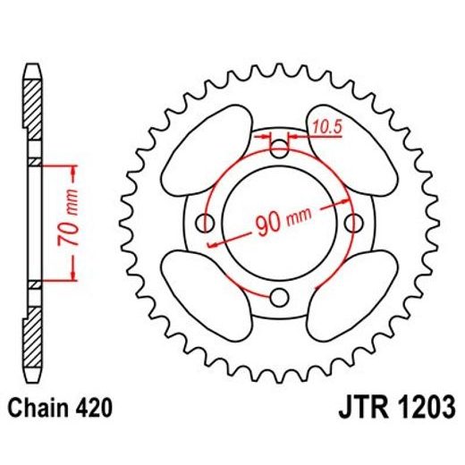 Zadnji verižnik (zobnik) JT JTR 1203-42 42T, 420