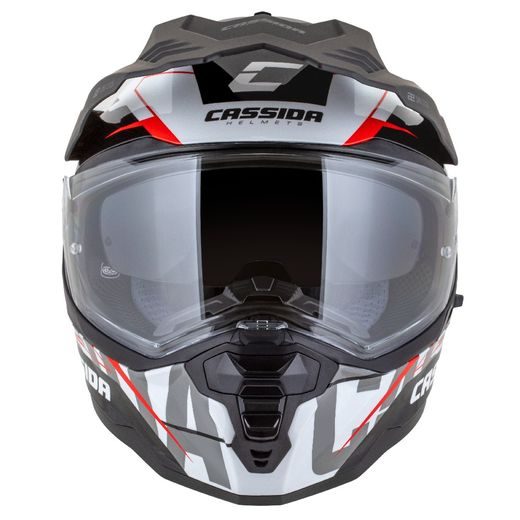 Motocross Helmet CASSIDA ROAD RUNNER TechniX white/ black/ red/ grey/ black matt peak M