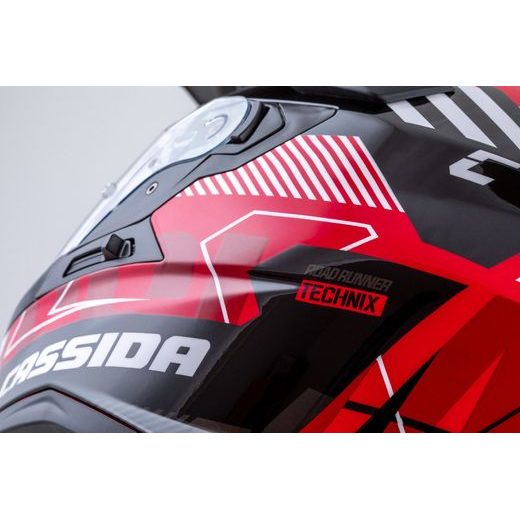 Motocross Helmet CASSIDA ROAD RUNNER TechniX red/ black/ white/ grey/ black matt peak XS