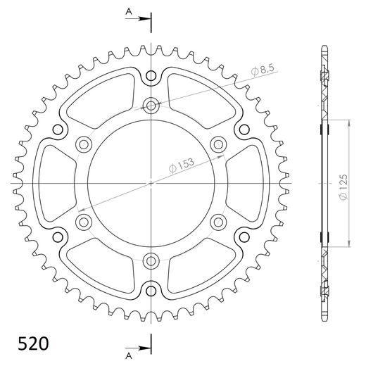 Rear sprocket SUPERSPROX STEALTH RST-210:51-RED rdeč 51T, 520