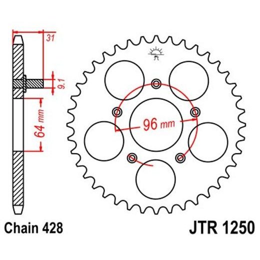 Zadnji verižnik (zobnik) JT JTR 1250-48 48T, 428