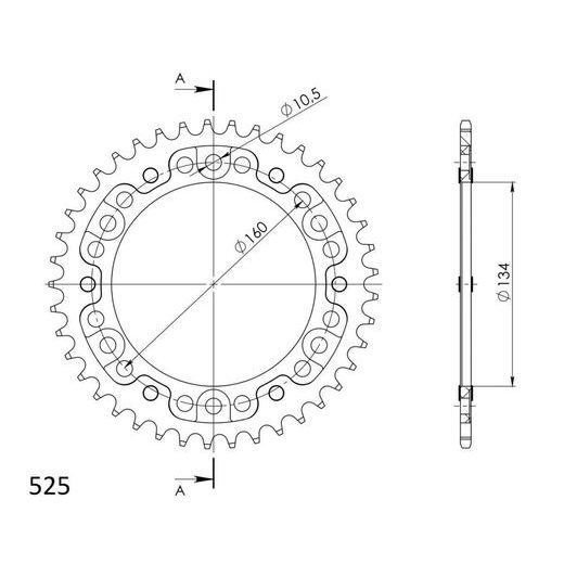 Zadnji verižnik (zobnik) SUPERSPROX STEALTH RST-1307:41-BLU moder 41T, 525