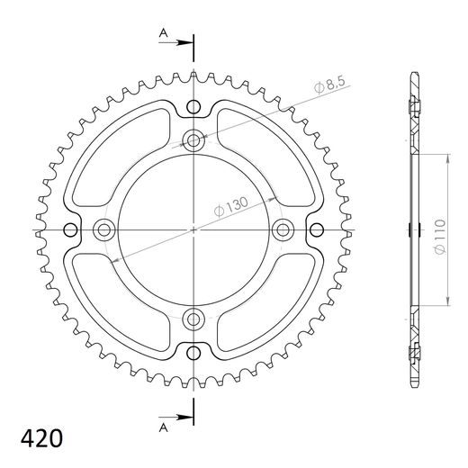Rear sprocket SUPERSPROX STEALTH RST-209:55-RED rdeč 55T, 420