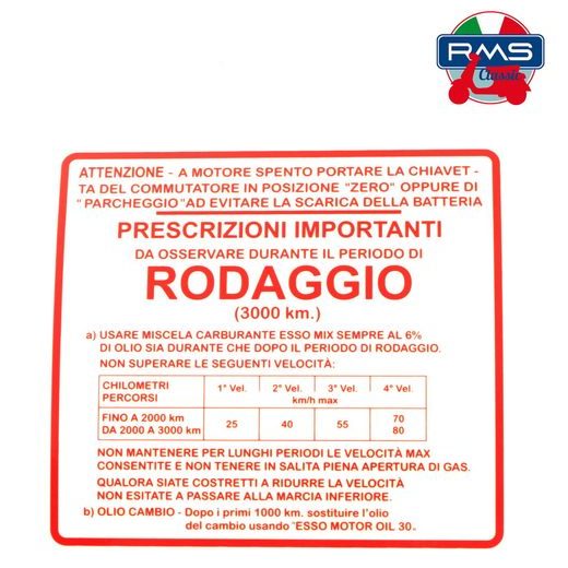 Etiketa RMS 142721030 rdeč "Rodaggio"